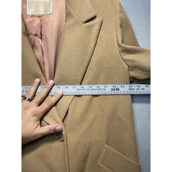 Vintage Pendleton Vintage 100 Virgin Wool Classic Tan Trench Jacket Coat Size 18 - Picture 5 of 9